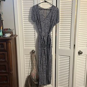 Loft XL Hawaiian blue and white romper ankle length